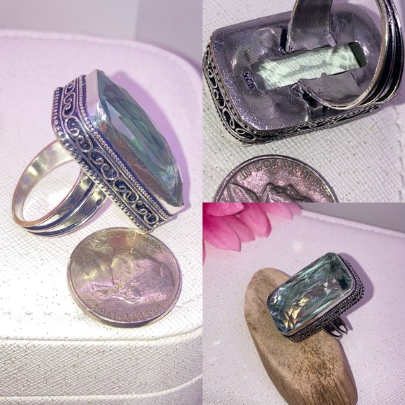 Sparkling White Topaz Gemstone Handmade Ring - Picture 2 of 6